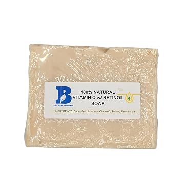 100% Natural Vitamin C with Retinol Soap w/Free Exfoliating Soap Bag // Plant-based - Various Soap Cut sizes Brick 9-10.9 oz, Full Body Wash Band