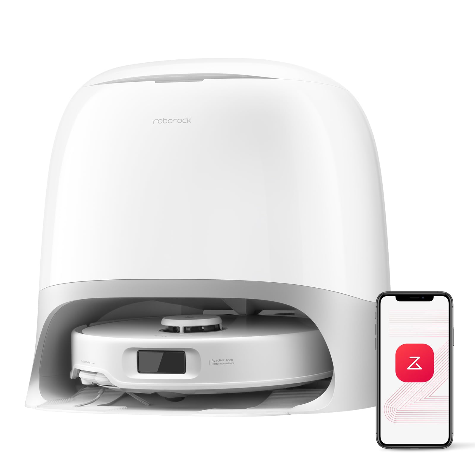 roborock Qrevo Curv S5X Robot Vacuum and Mop, 18,500Pa Suction, Zero-Tangling Design, FlexiArm Side Brush & Mop, Smart Obstacle Avoidance, Self-Washing & Drying, Self-Emptying, Perfect for Carpet