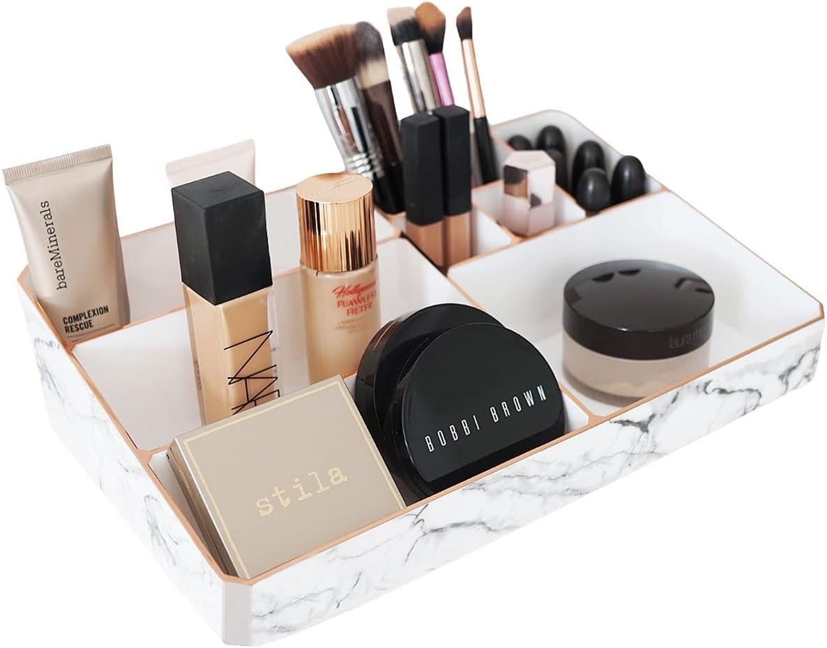 NIKITA Make Up Organiser - Acrylic Makeup and Perfume Holder - Vanity and Cosmetic Storage (Rose Gold)