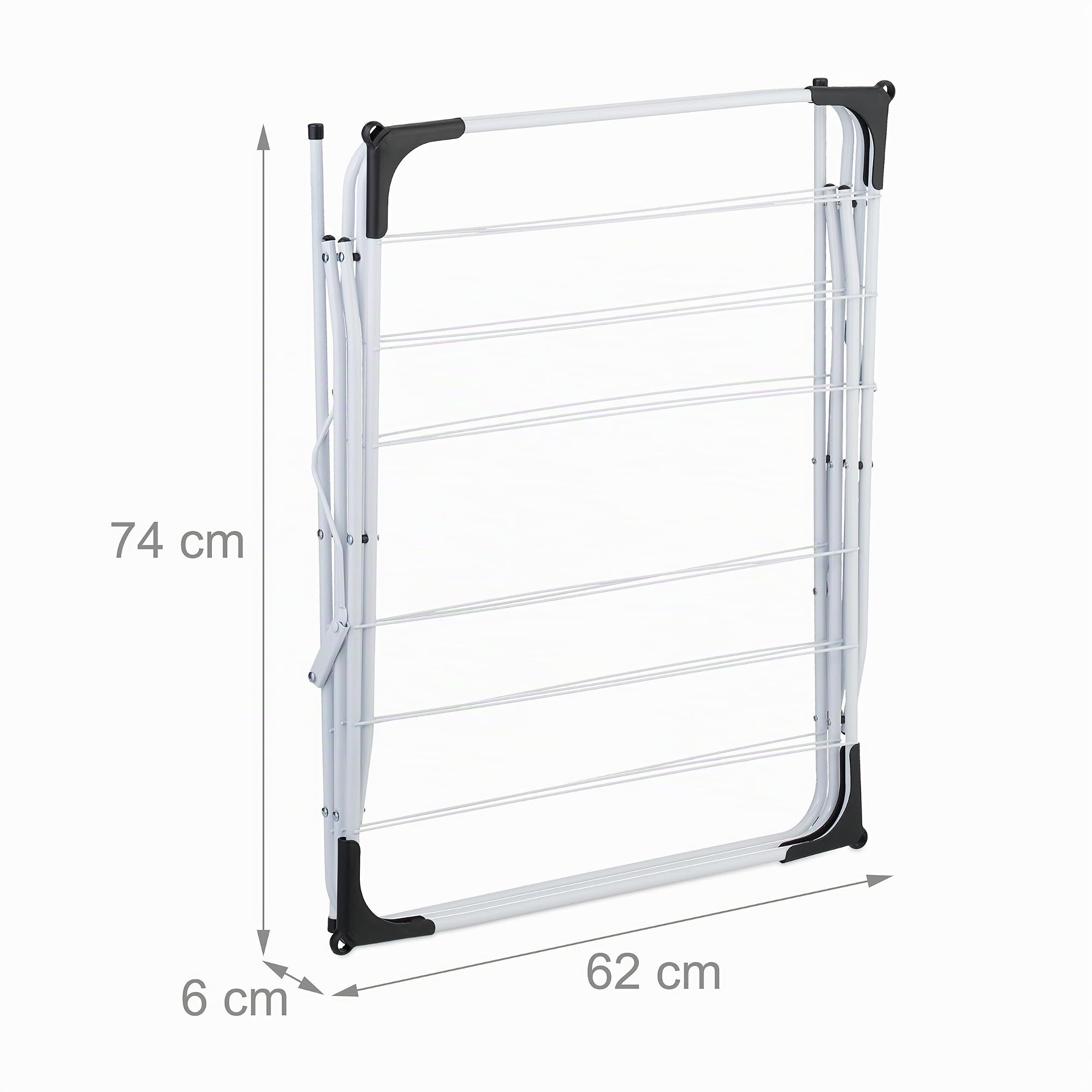 Relaxdays Tendedero Torre Plegable, Tendal con 18 Barras, 136 x 62 x 51 cm, Tenderete para Interiores, Metal, Blanco