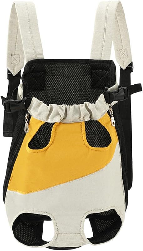 Mochila para Transporte de Cães Pequenos e Gatos com Alças Ajustáveis Generic, Amarela e Branca, X-Large