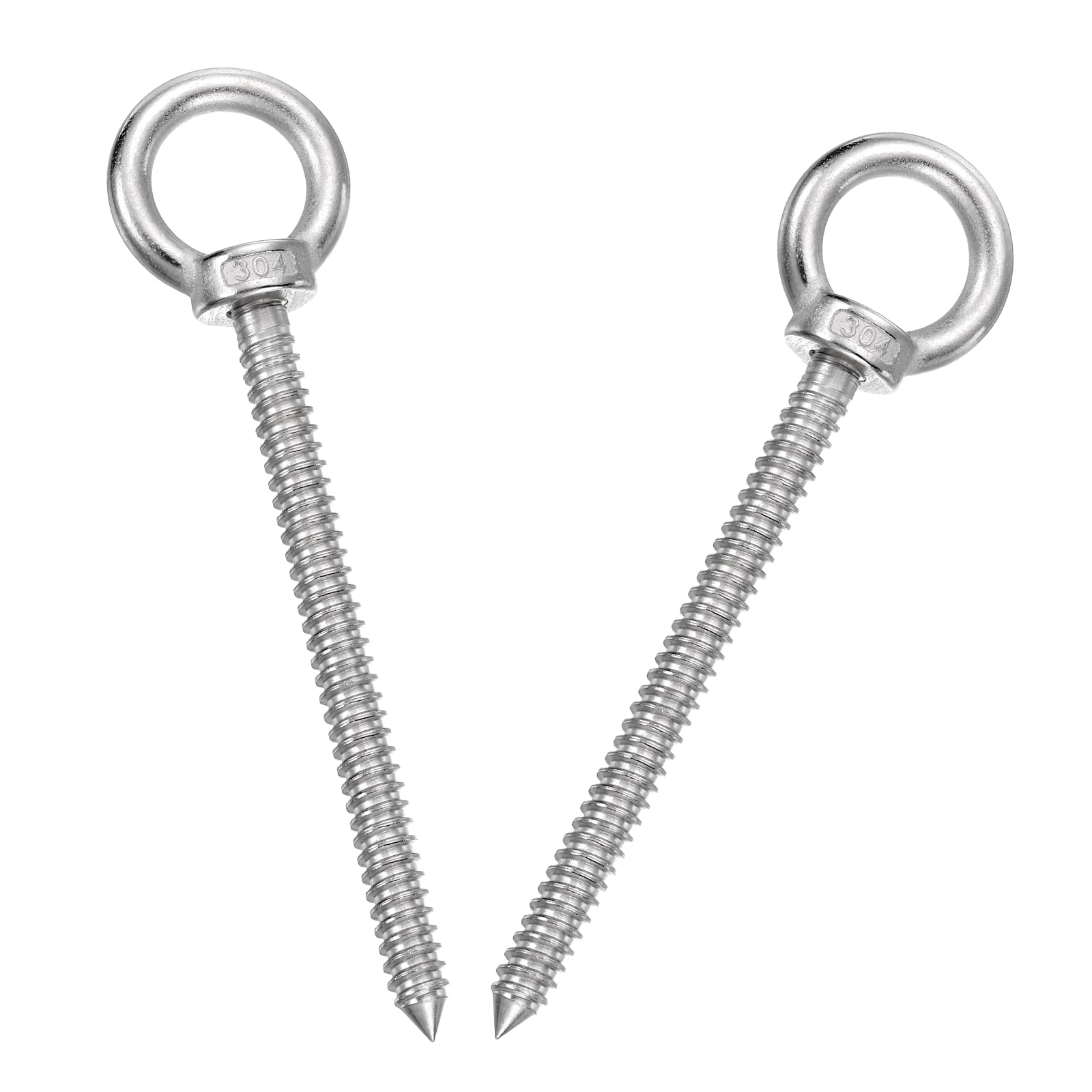 sourcing map M10x120mm Eye Hooks 6.6x1.6x1.6 Inch 304 Stainless Steel Eye Bolts Hammock Hooks for Screw Eyes Hanging Swing, Yoga Hammock Stand, Pack of 2 — image 1