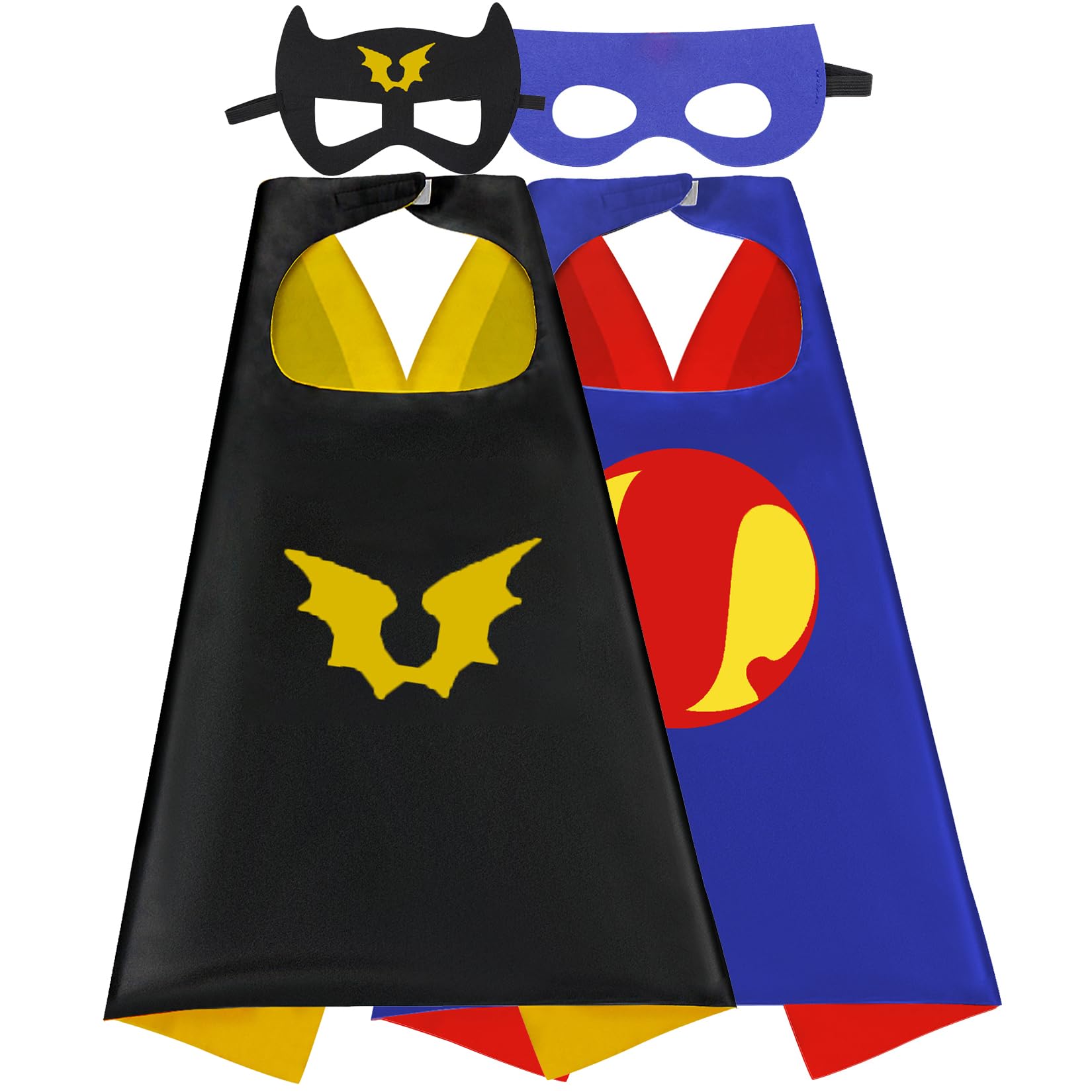 Mizzuco Superhero Capes for Kids Cloak with Mask Halloween Costumes and Party Dress up 2PCS
