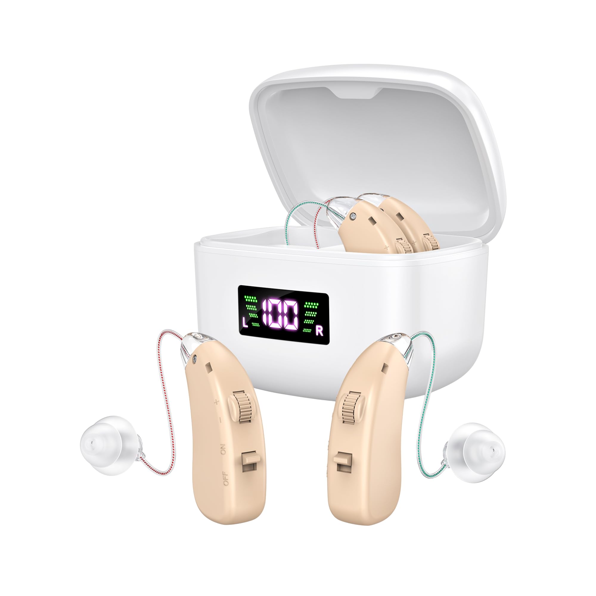 Pluse 801 Premium OTC Rechargeable RIC Hearing Aids | Beige-White | Pair for Both Ears, Digital Noise Reduction, With LED Battery Display-image-30