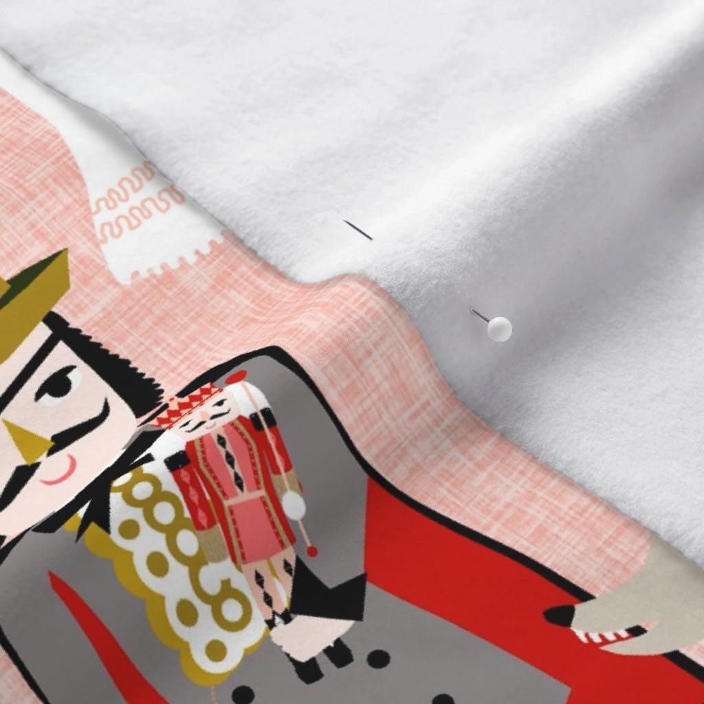 Spoonflower Fabric - Nutcracker Ballet Xmas Holiday Christmas Ballerina Printed on Polartec(R) Fleece Fabric by The Yard - Sewing Blankets Loungewear and No-Sew Projects