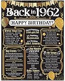 64th Birthday Party Decorations for 64th Birthday (Sixty-Four) - Remembering The Year 1962 - Party Supplies - Gifts for Men and Women Turning 64 - Back In 1962 Birthday Card 11x14 Unframed Print