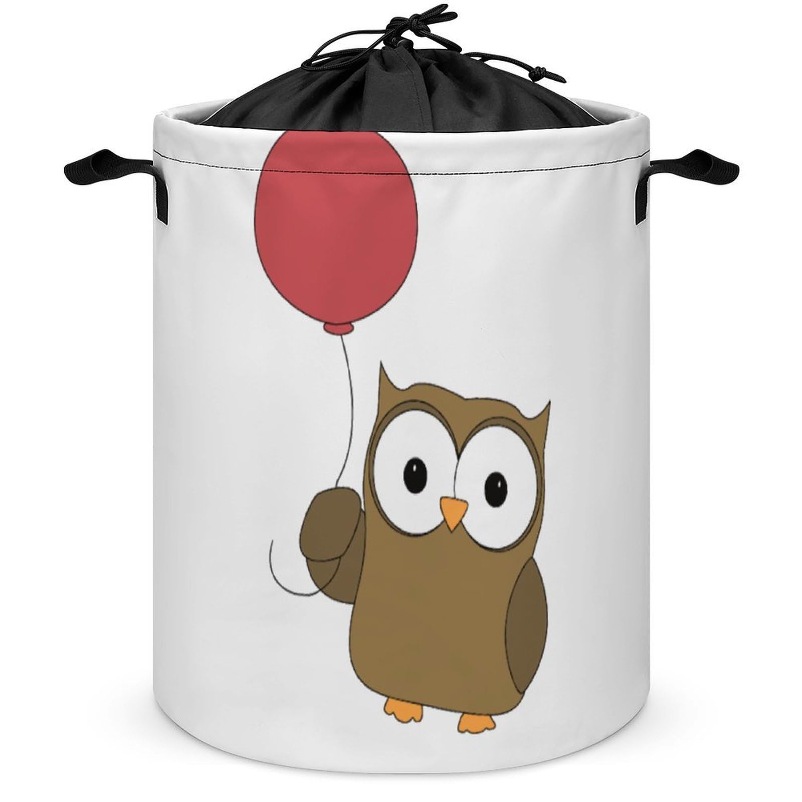Wlntrophic Drawstring Laundry Hamper, Owl Balloon Laundry Basket, Washing Basket with Handle