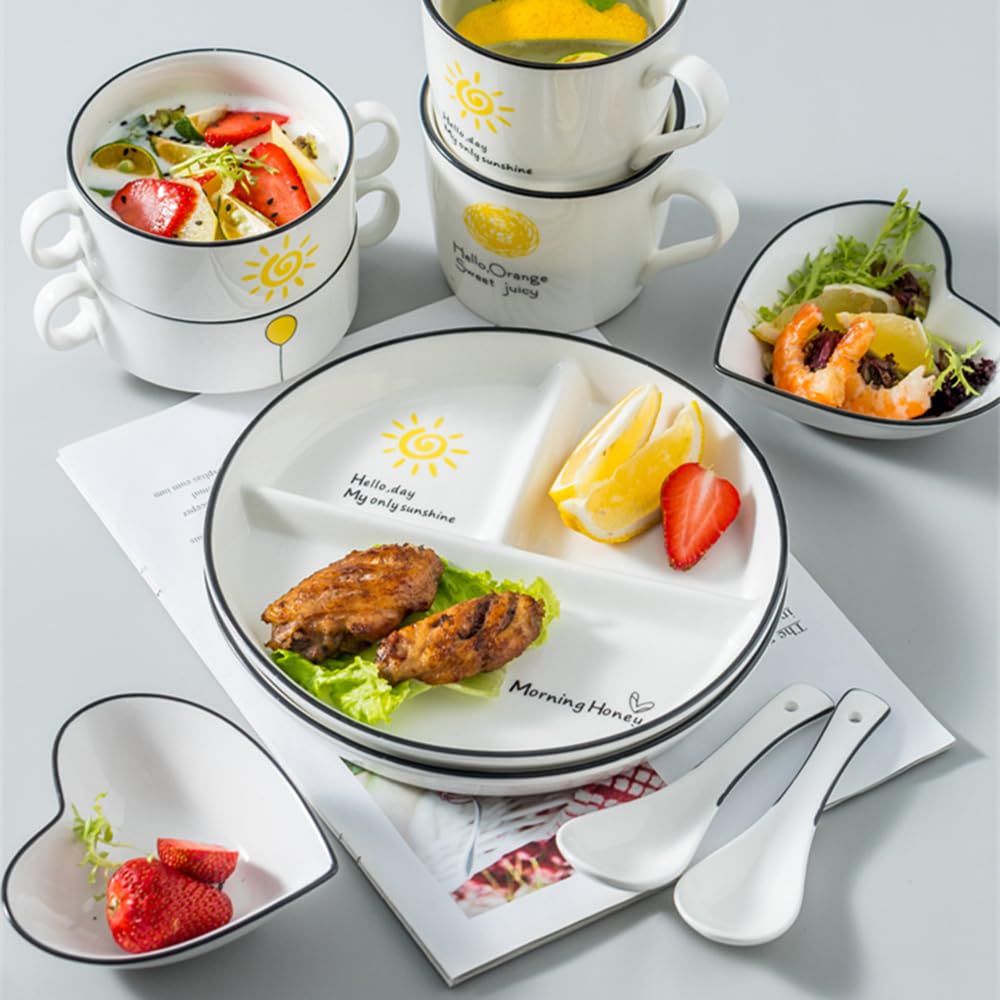 OnePine Healthy Eating Plate Ceramic, Balance Diet Plate, Portion Control Plates for Adults Weight Loss Diameter: 23cm/9 inch - Image 4