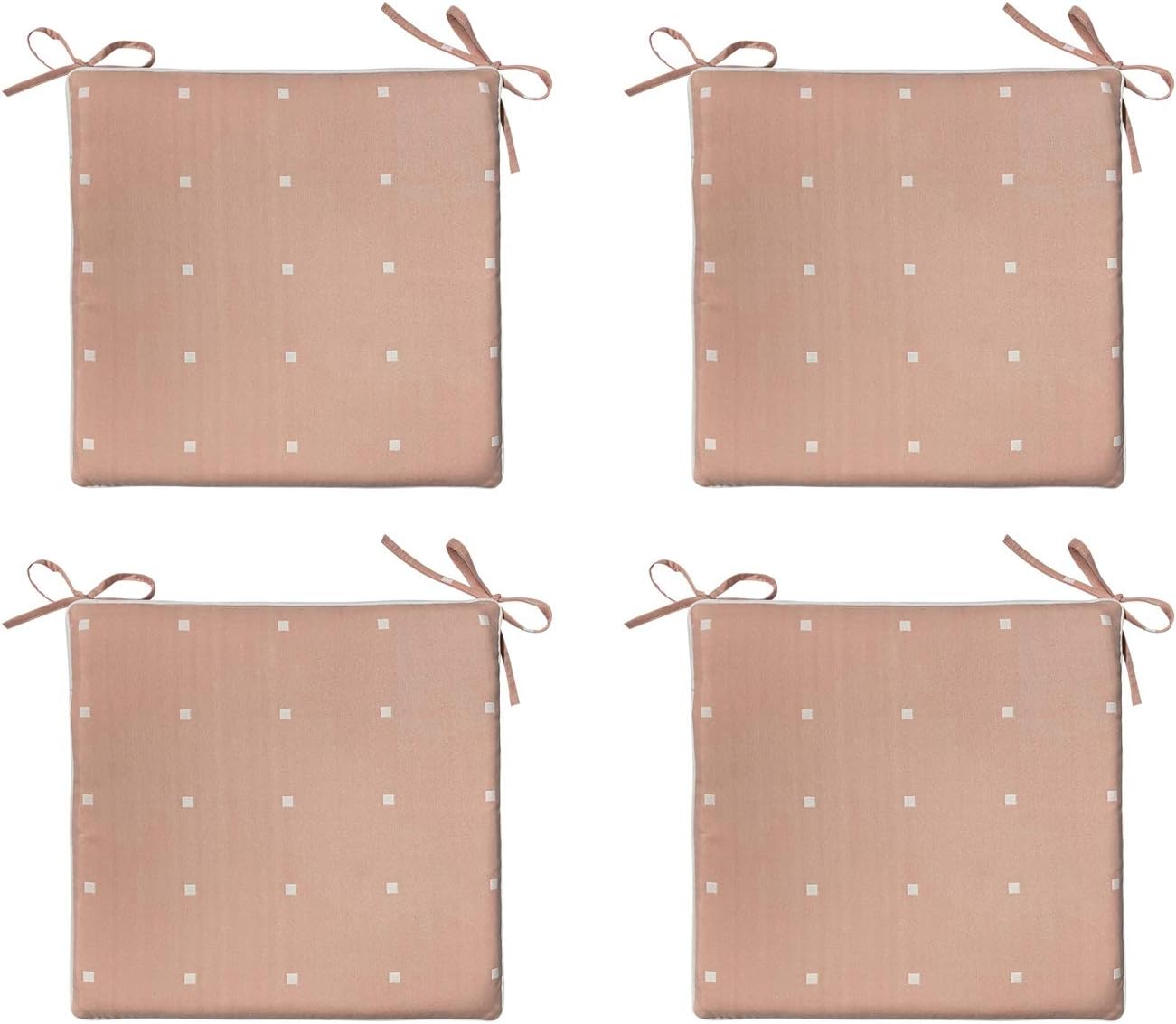 Fabritones Outdoor Patio Chair Cushions Set of 4 Pink Polka Dot 18x18 Inch Decorative Chair Pads with Ties for Garden Patio Home