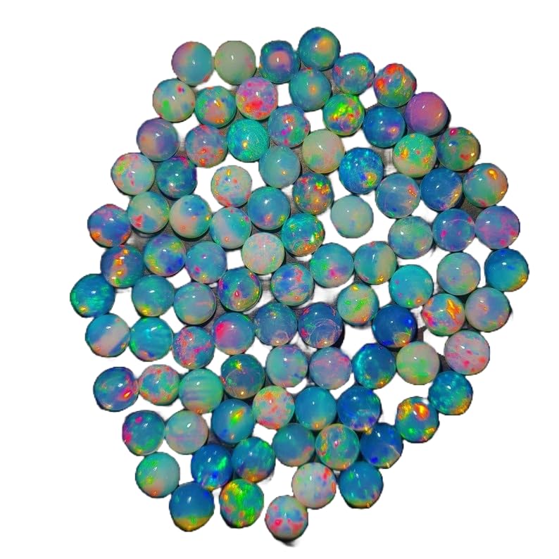Cabochon opale éthiopienne 6 mm pour sertissage et fabrication de bagues en gemme