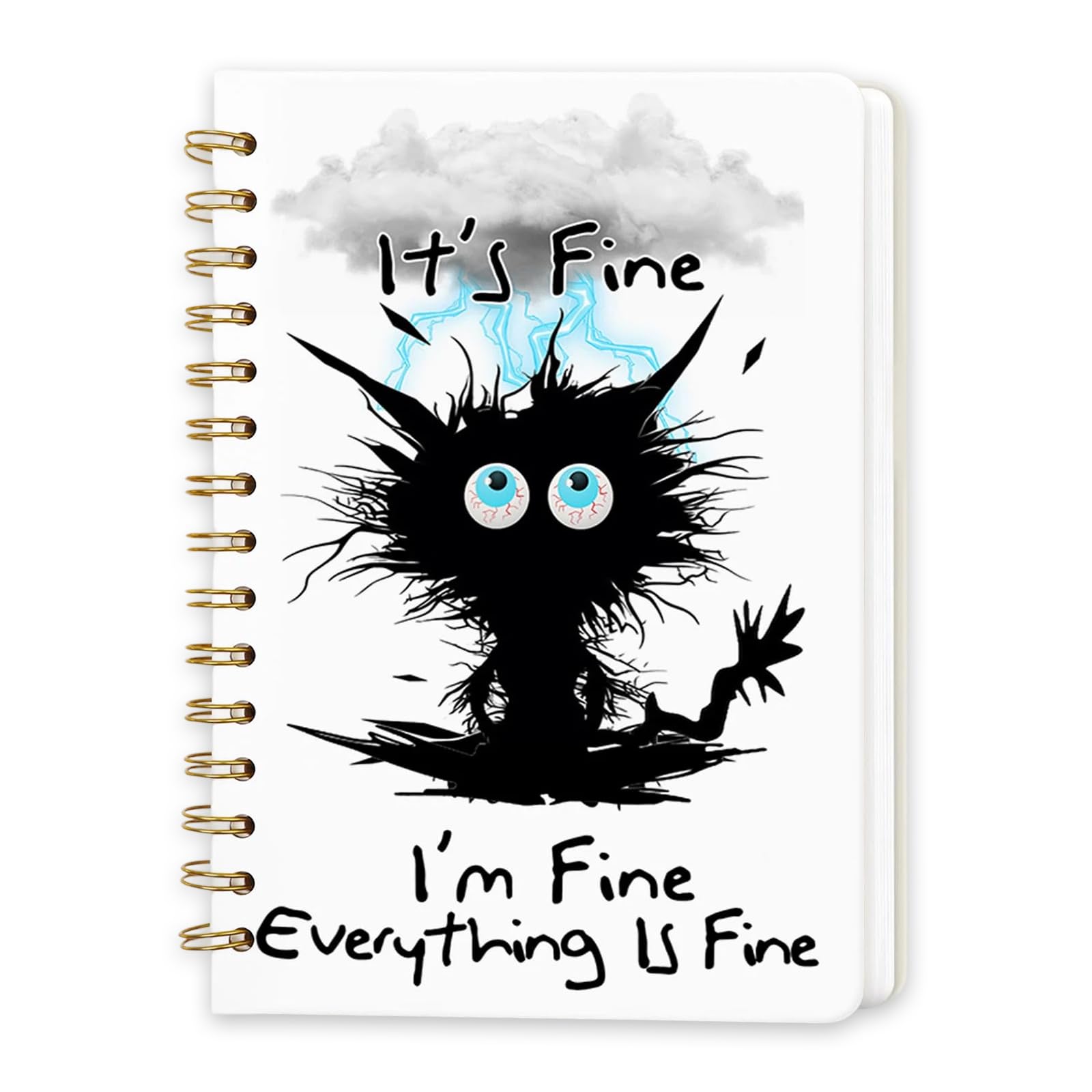 Vixano Black Cat Notebook, A5 Notepad with 80 Pages Thick Paper, Writing Pad Stationery Supplies, Spiral Notebook Cute for School Work Office, Practical Cat Gifts for Cat Lovers Women Girls