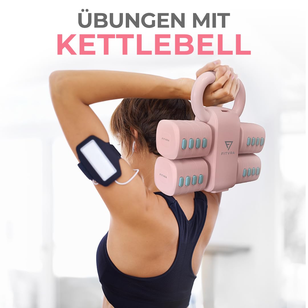 Verstellbare Hanteln 2 in 1, Hantel Set und Kettlebell | Kurzhanteln für Home Gym: 1-3 kg, Kettlebell 2,5-6,5 kg und 3 Widerstandsbänder
