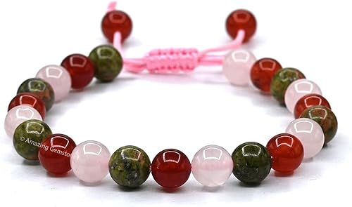 Miniatura 100 de Natural Healing Crystal Bracelet for Women - Mens Bracelet Energy Balancing Gemstones Set - Adjustable Stone Bead Bracelet for Men and Women - Anger