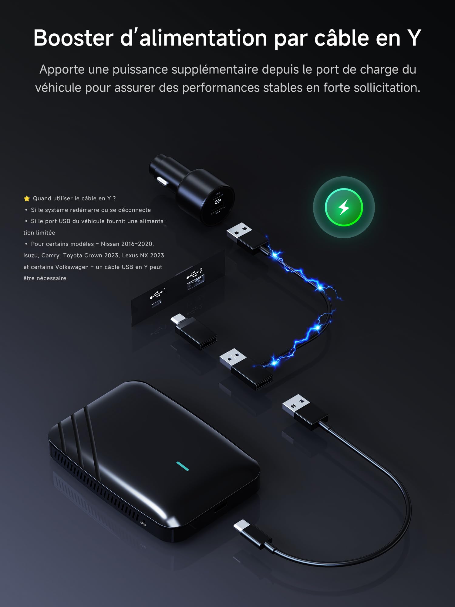 AI Box CarPlay/Android Auto Wireless Adapter, 4G+32G, Performance-Upgrade für Autos mit Kabel-CarPlay für Netflix/YouTube/TikTok, DriveChat AI, Dual-WiFi, IoT-Hub & Y-Kabel, CB4B