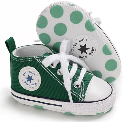 Unisex Baby Girls Boys Canvas High-top Shoes, Newborn Infant Anti-Slip Soft Sole Frist Walking Breathable Sneakers