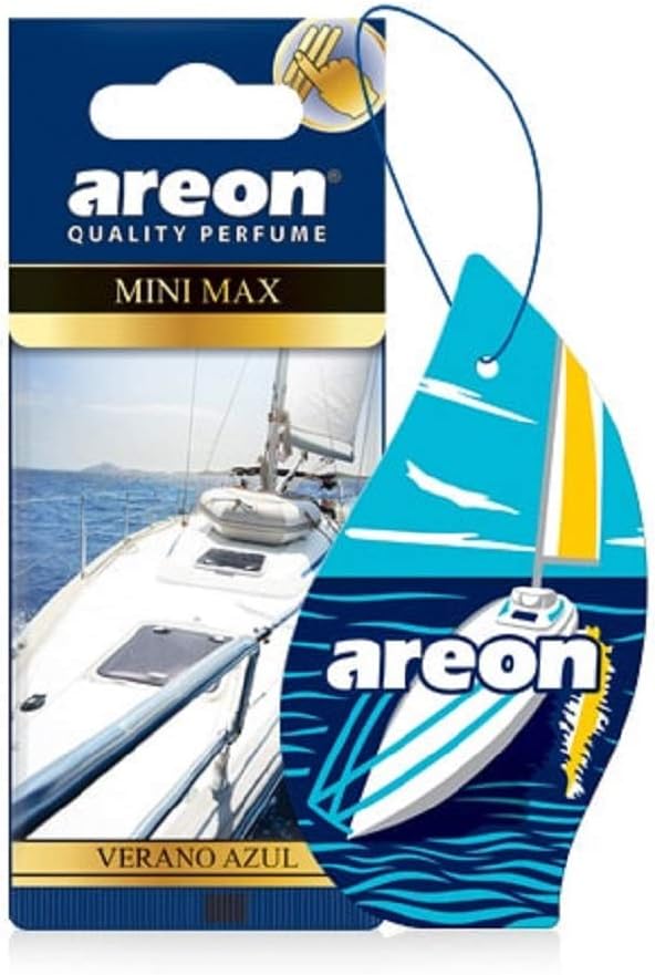 AREONMini Max Hanging Car Air Freshener, Verano Azul Scent (Seashore Freshness) - Pack of 12