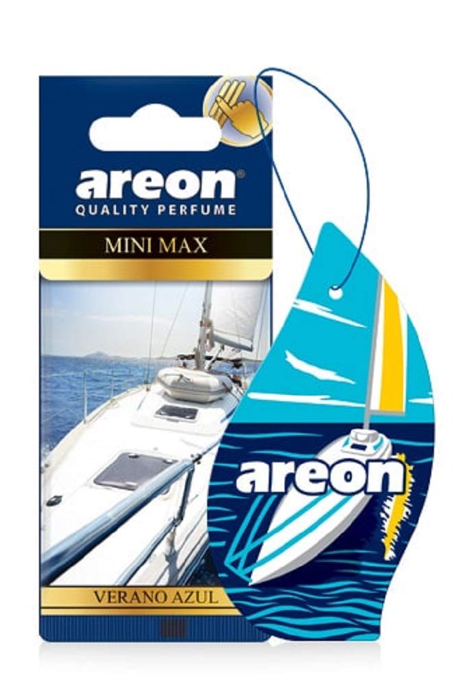 AREONMini Max Hanging Car Air Freshener, Verano Azul Scent (Seashore Freshness) - Pack of 12