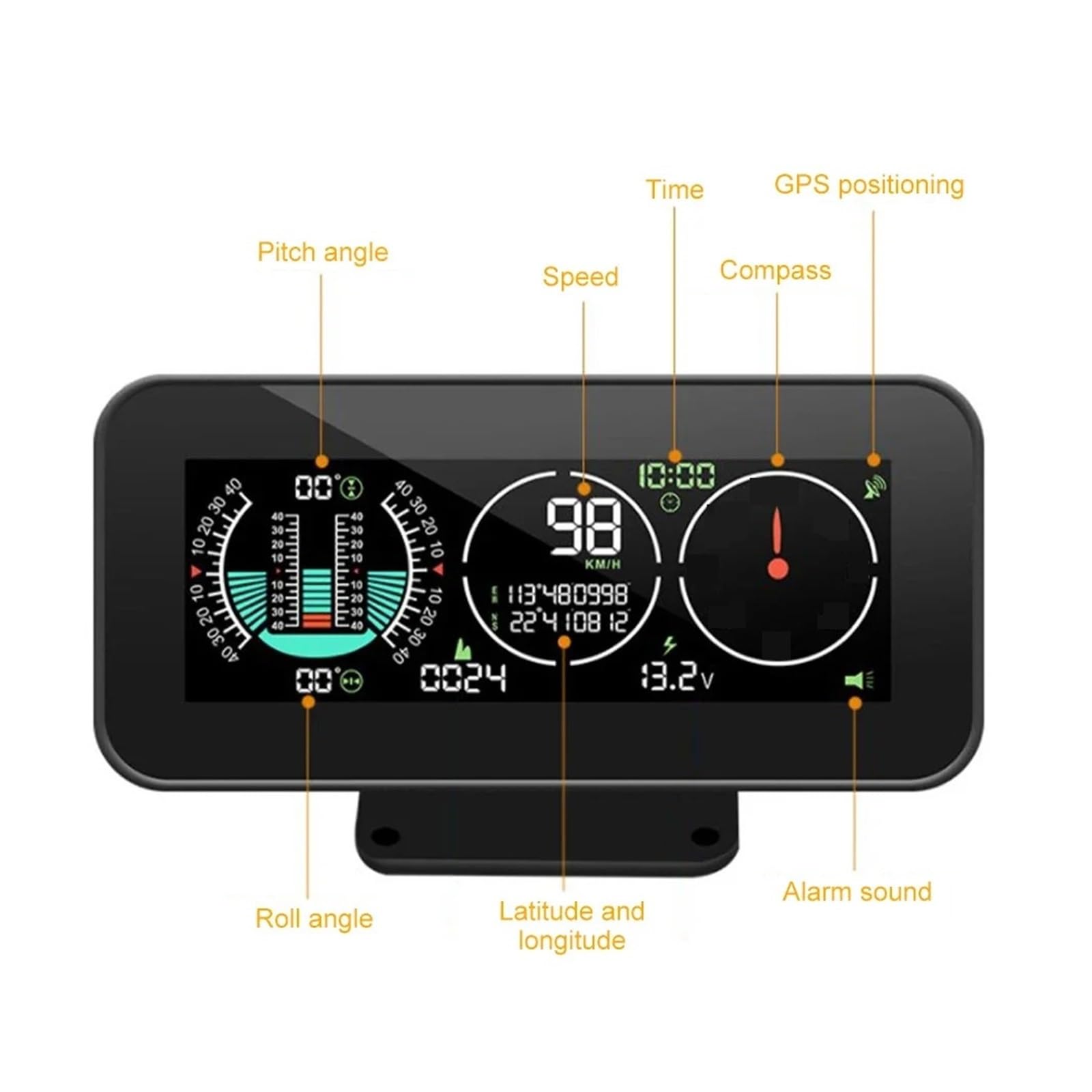 Velocímetro GPS, Accesorios Todoterreno, Pantalla HUD Head Up For Coche, Alarma De Exceso De Velocidad M60, Medidor Digital De Pendiente De Velocidad, Brújula, Inclinómetro para todos los vehículos