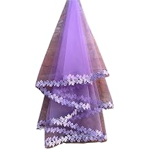Cathedral Wedding Veil 10 Colors White Pink Purple Black Ivory Veil Wedding Lace Edge Bridal VeilLight Purple,100cm