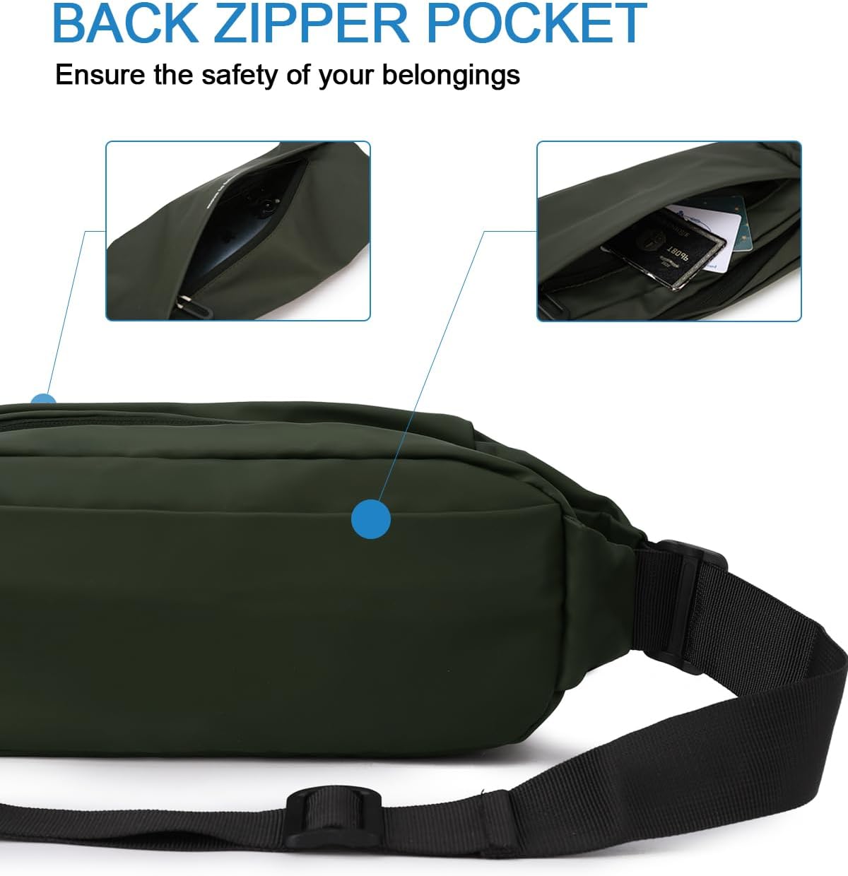 Fanny Pack for Men Women, Waterproof Waist Pack, Anti-Theft Sling Bag with Multiple Pockets, Crossbody Chest Bags for Travel, Gym, Hiking, Cycling - Image 7