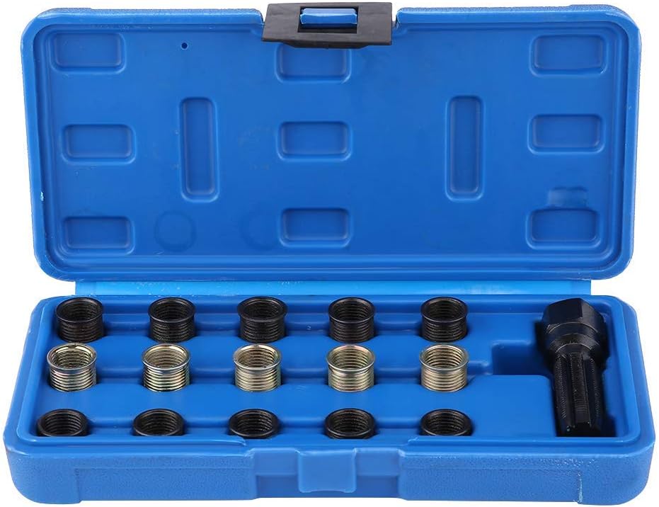16Pcs Spark Plug Thread Repair Tool Kit,Made Steel 14mm x 1.25mm M16 Tap A Offered Portable Carry Case Professional Repair Tool