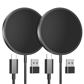 2 Pack Magnetic Wireless Charger, 15W Charger for 16/15/ 14/13/ 12 Pro Max Plus Mini and Airpods 3/2/ Pro 2 (Black) (Black) - Amazon product rated Grade A