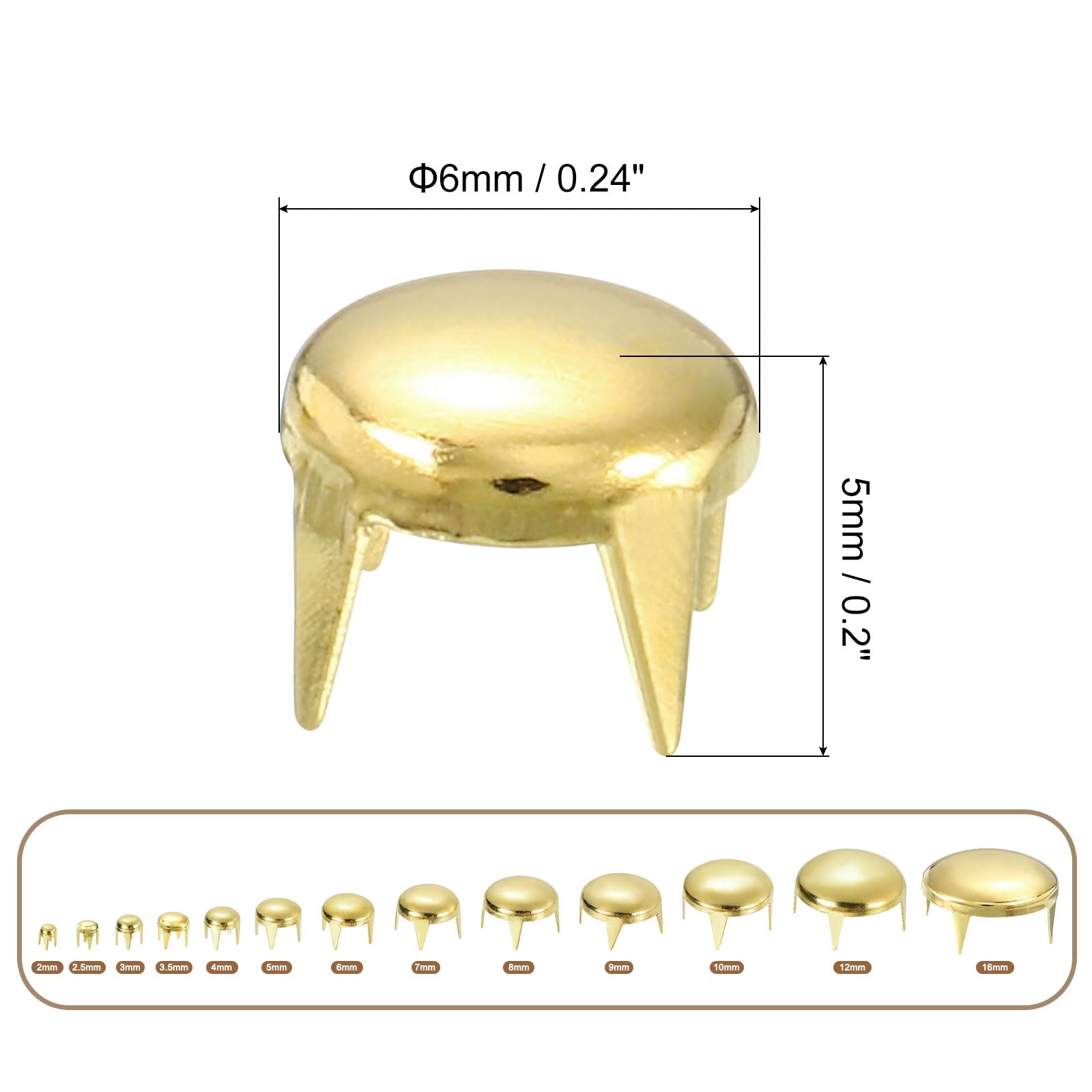 160 Rivetti A Cupola Tonda Argento | 9mm In Ottone | Per Fai Da Te, Abbigliamento, Borse E Accessori - Foto 6