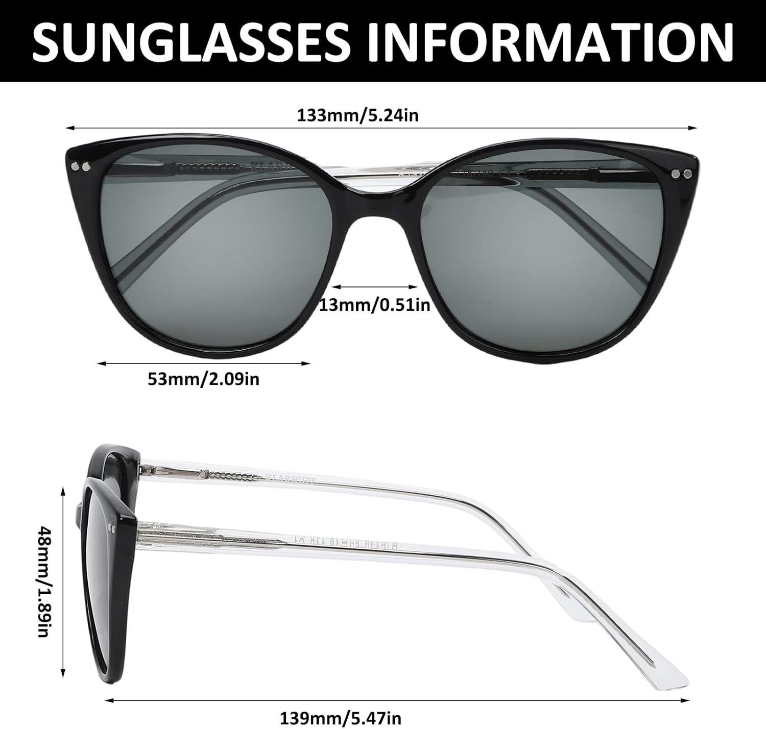 Polarized Sunglasses Retro Black Frames for Women MenFashion Shades,Polarized UV 400 Protection Shades,Dark Grey Lenses. - Image 3