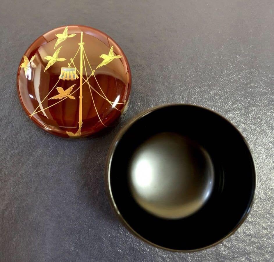 Amazon.co.jp: P茶道具 細川司光 鳴子に雀蒔絵 大棗 螺鈿 共箱 240205