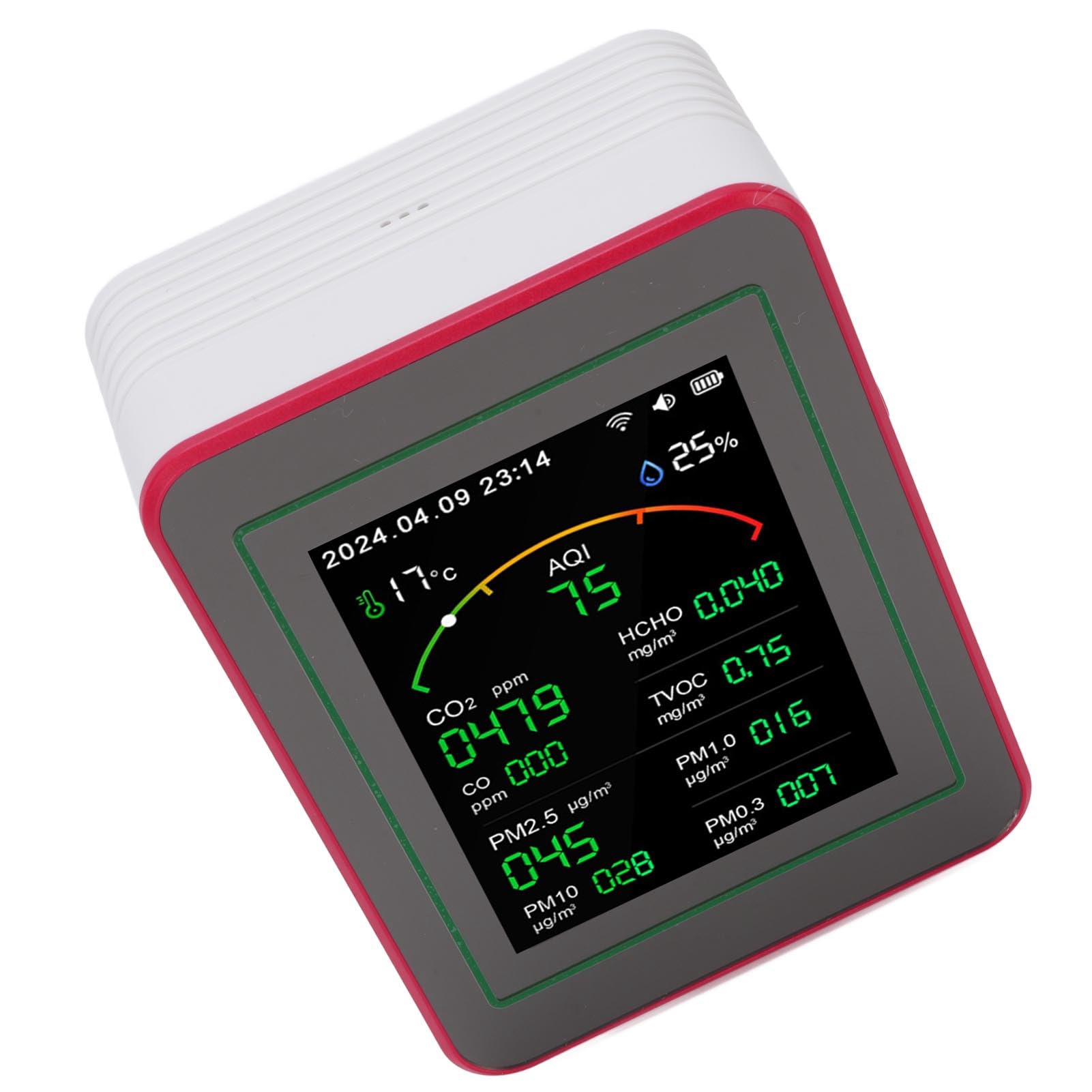 Tester di qualità Dell'aria WiFi 15 in 1 CO2 TVOC HCHO PM2.5 PM0.3 PM1.0 PM10 Monitor di umidità della Temperatura con Schermo HD da 2,8 Pollici e Batteria da 2000 MAh per (Tipo 2)