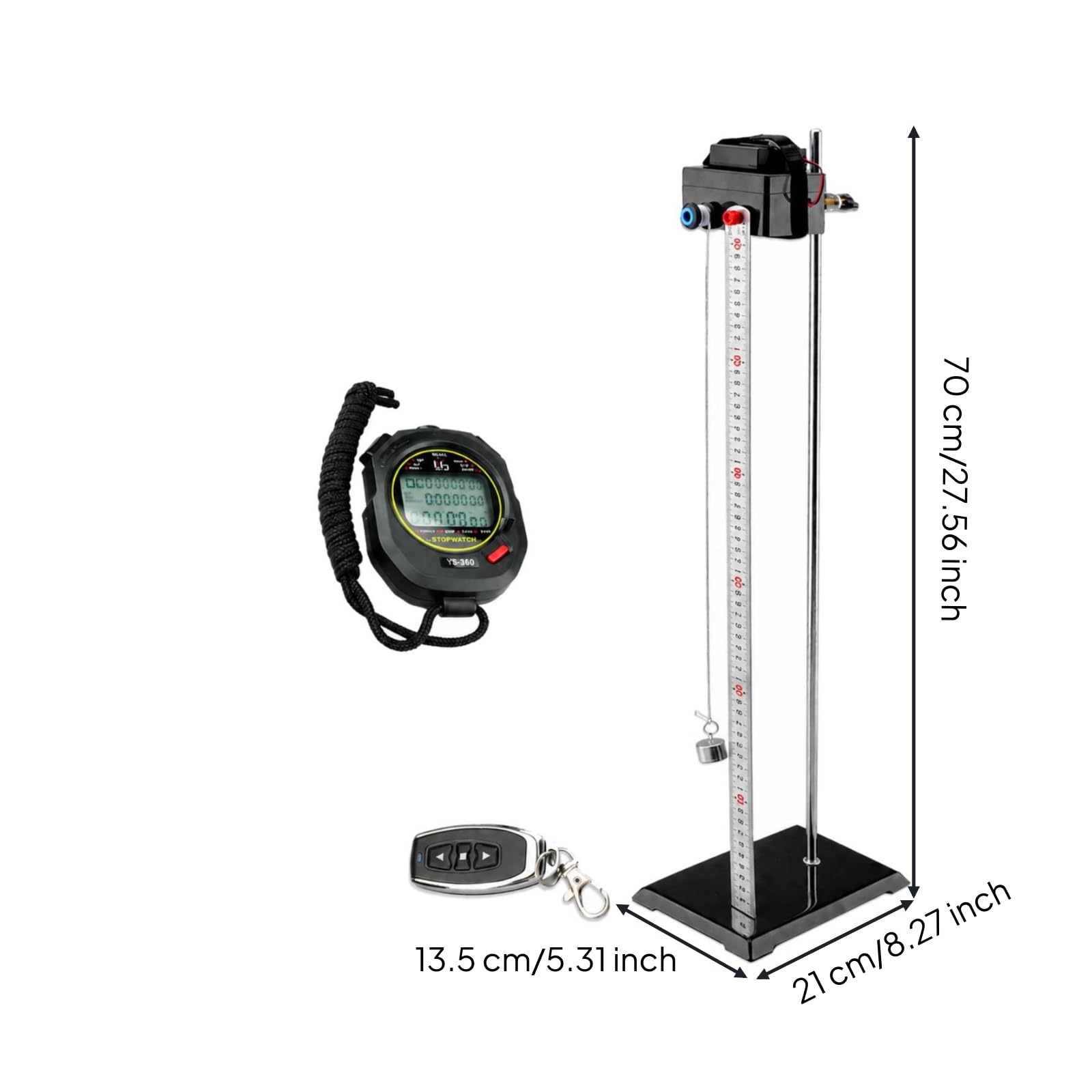 mostrador Movimiento Lineal Uniforme Intuitivo Aparato Física con Regla Graduada y Cronómetro Digital Ajustable para Laboratorio Escolar
