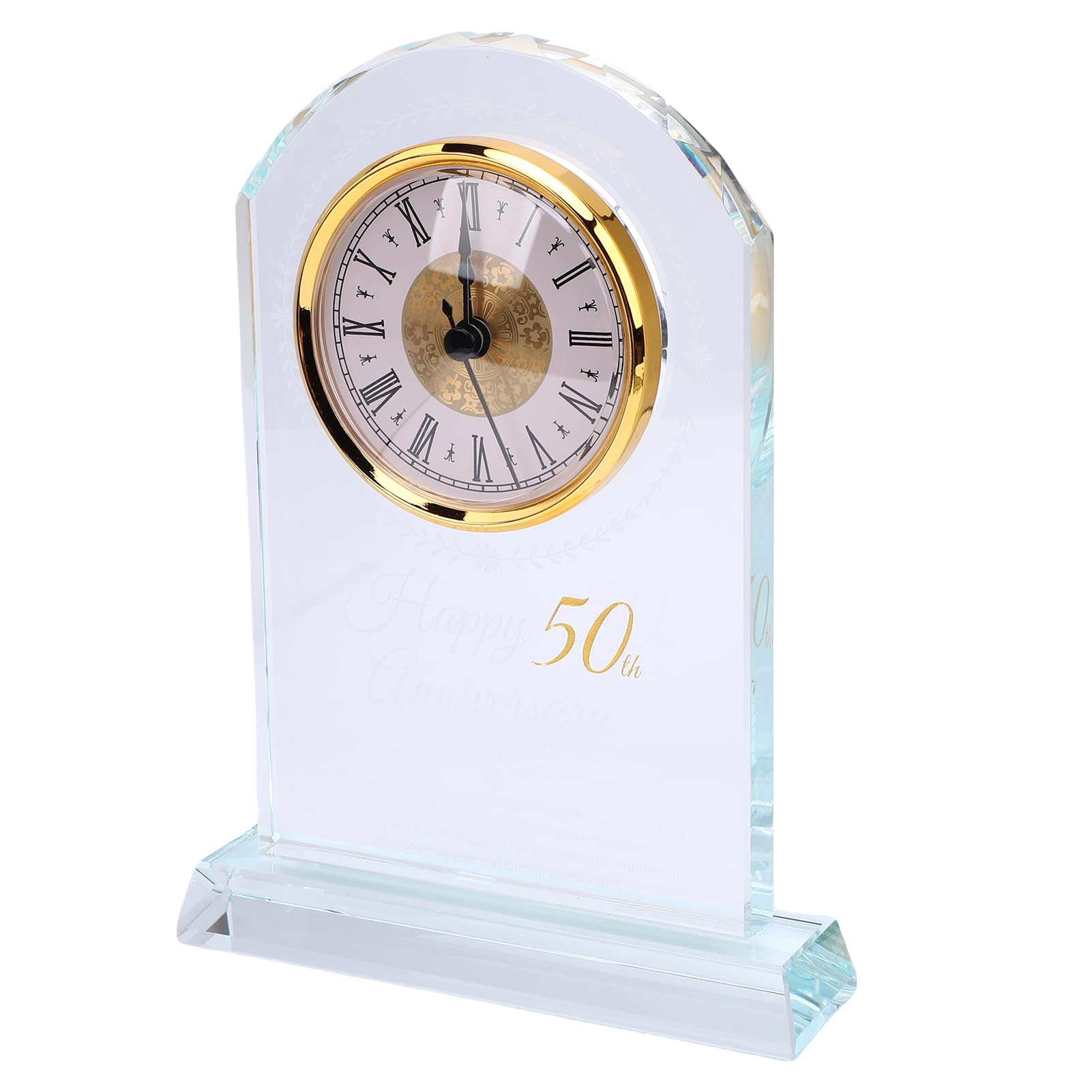 Reloj de mesa de cuarzo elegante con grabado 3D moderno, ideal como personalizado para aniversario, boda o cumpleaños, diseño sofisticado para escritorio, oficina o dormitorio