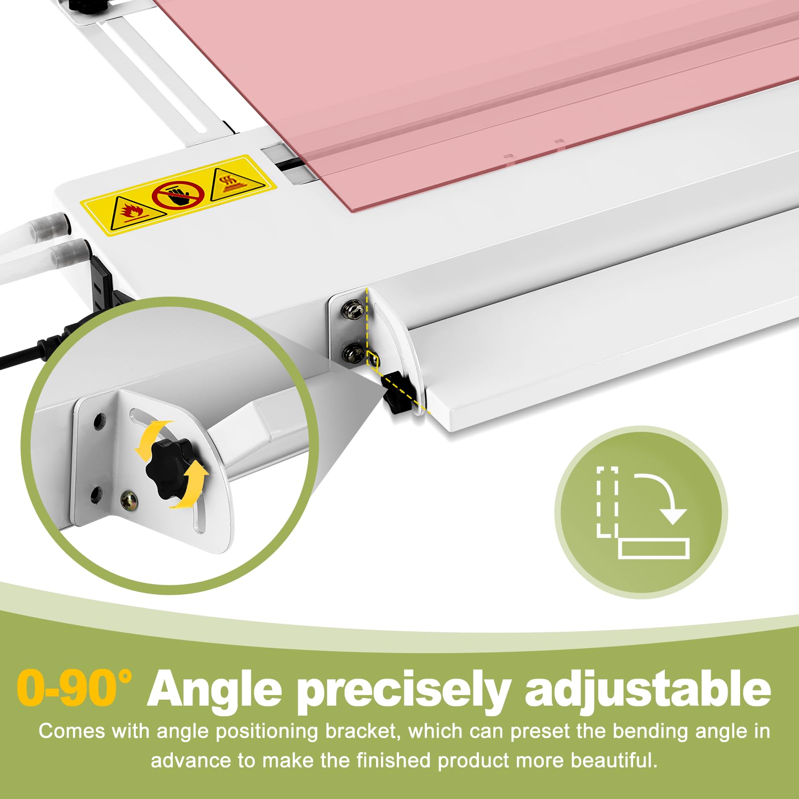 Cintreuse acrylique 60 cm 800 W Machine à cintrer la chaleur acrylique avec angle réglable de 0-90 degrés, largeur 0-30 cm, température 0-100 ℃, pour 1-6 mm PVC/PC/ABS/PP, etc.