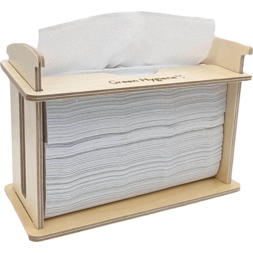 Green Hygiene KÜCHENPARTY, Falthandtuchpender, Tischspender aus Holz, Papierhandtuchspender, Handtuchspender
