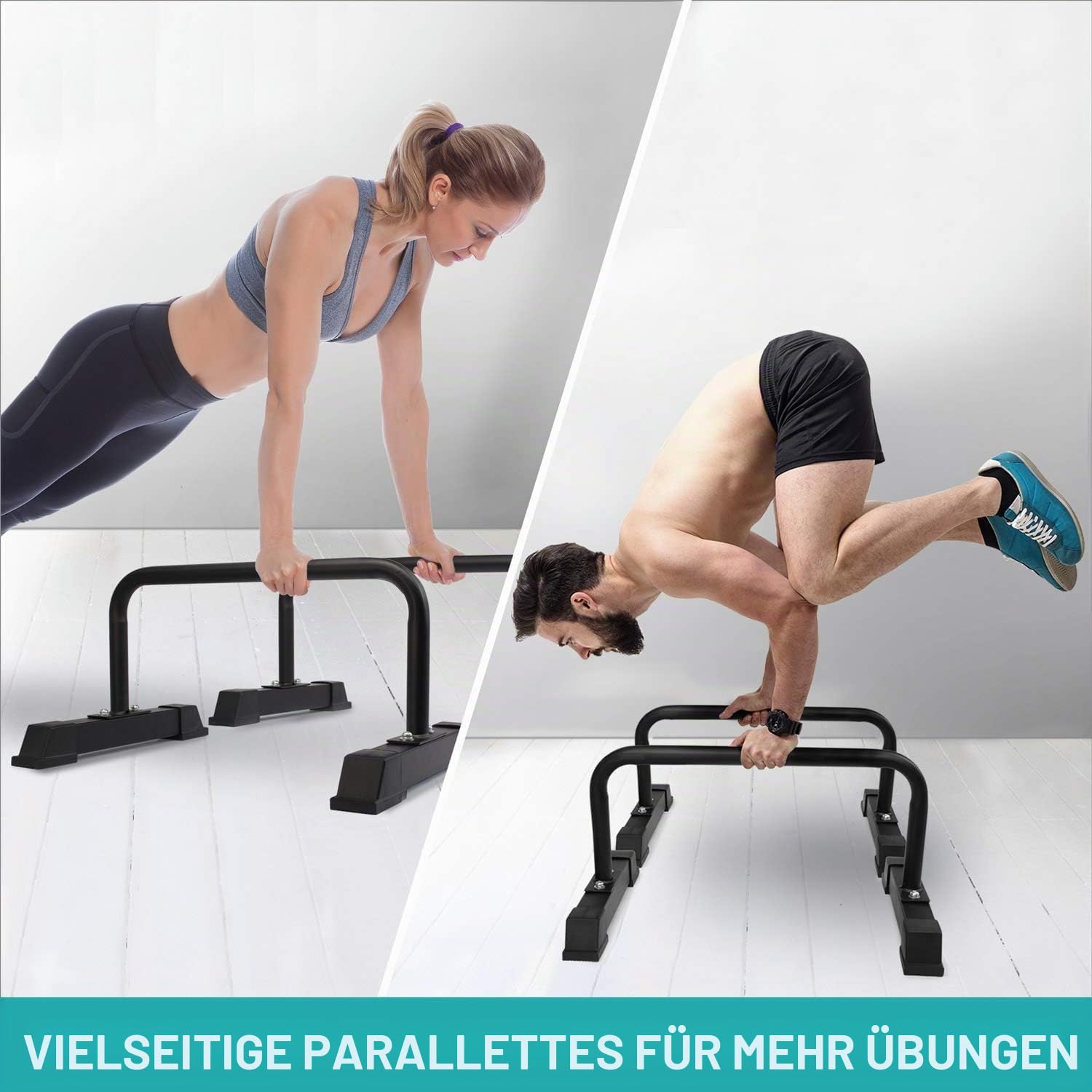 Yes4All Liegestützgriffe, Holz/Stahl Parallettes, Großer Push Up Bar & Dip Barren, Rutschfeste Liegestütze, Calisthenics Equipment für Indoor & Outdoor, Fitness, Krafttraining, Körpergewicht