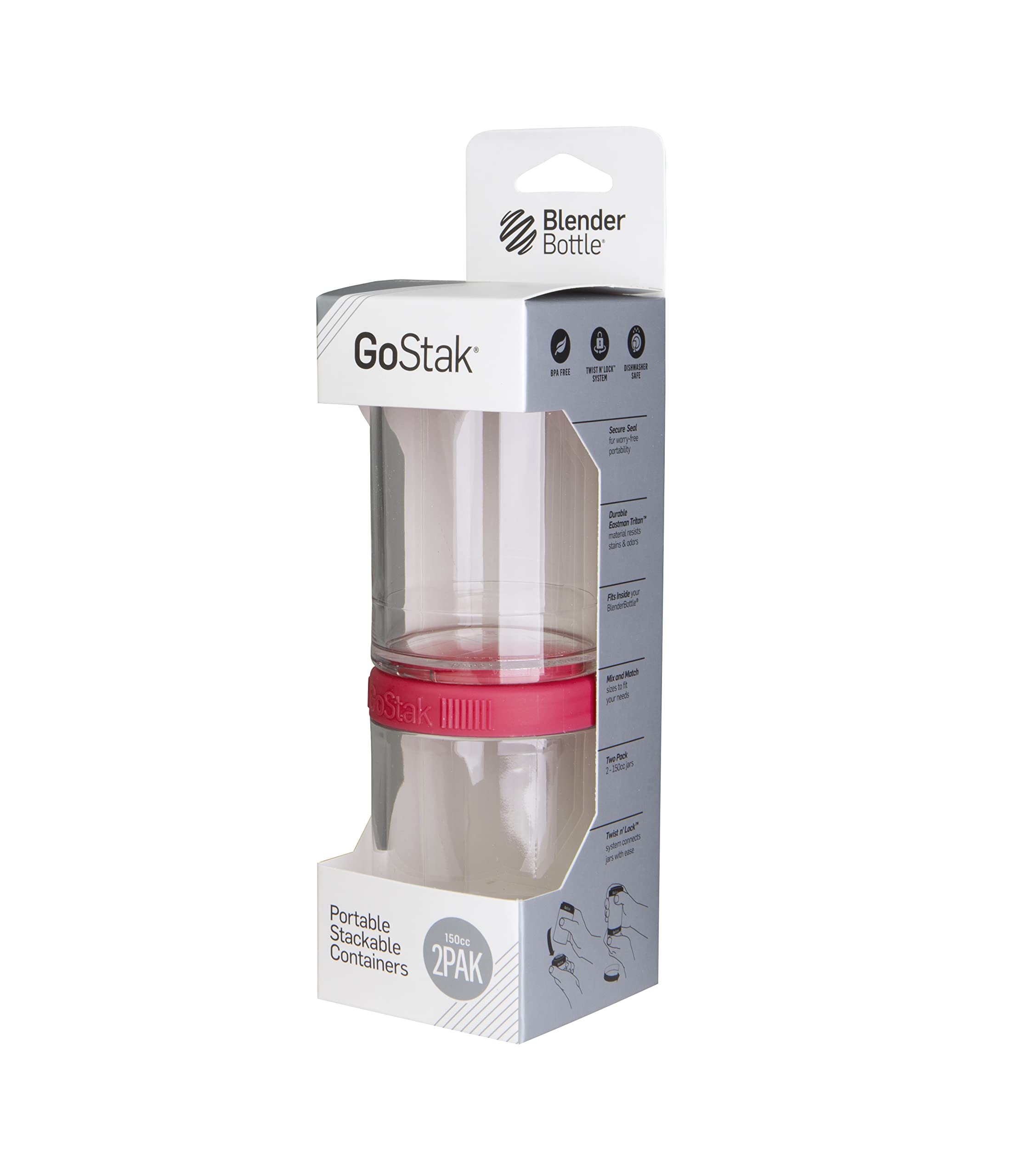 BlenderBottle GoStak 2Pak, Contenedor de suplementos alimenticios, cyan, Pak de (2x150ml) — view 14