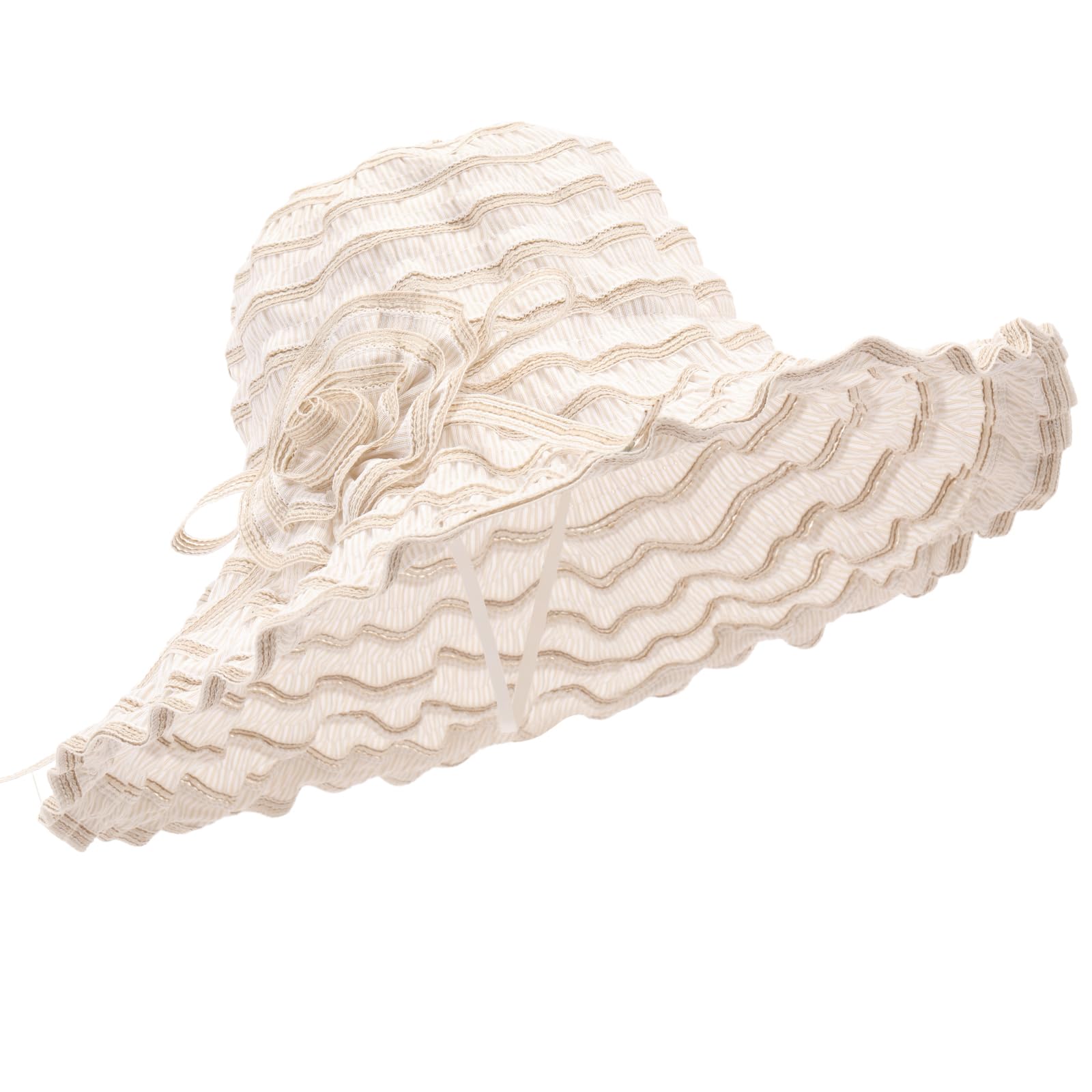 Shyyween Women Floppy Beach Sun Hat Foldable Floppy Hat Lace Wide Brim Cap Summer UV Protection Travel Garden Outdoor