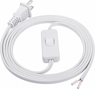SinLoon UL-LP Certification Lamp Cord Replacement Power Cord with On/Off Button Switch 18AWG SPT-2 Lights Power Cable with Polarized Molded Plug for Wiring and RepairingWhite, 2M/6.56ft