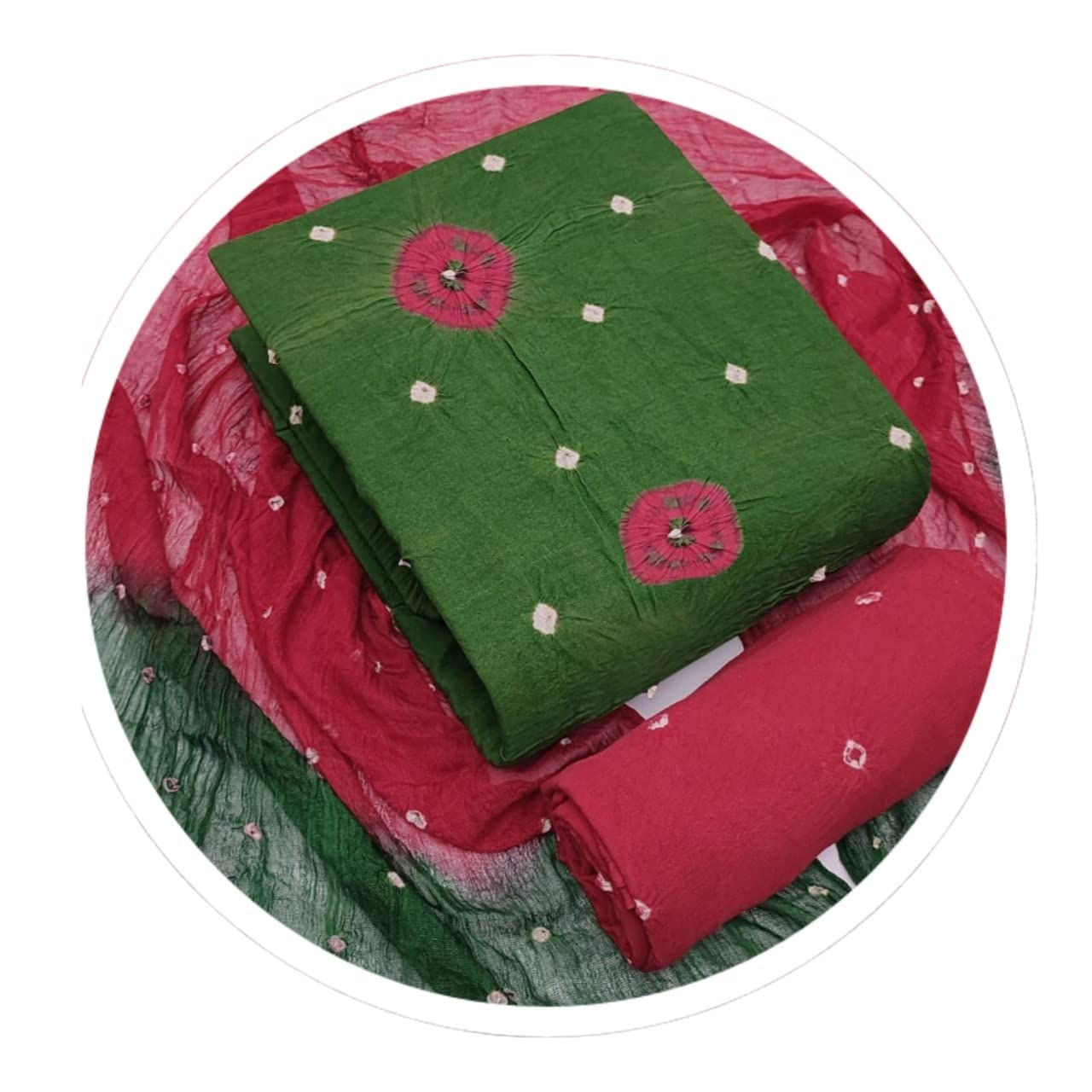 THE SUJAL FASHION Women,s Trditional pure Rayon rajasthani Bandhani dress material free size, Bandhej Suit Salwar, Gujrati Design Bandhani kashish bdhni azd