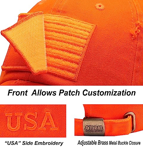 Image of Antourage American Flag Unisex Baseball Hat for Men and Women | USA Flag Mesh Snapback Flat Visor Cap + 2 Patriotic Patches