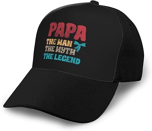 KOSPOGO Papa The Man The Myth The Legend Baseball Cap for Men Women Baseball Hat Outdoor Casual Breathable Caps Adjustable Trucker Hat Dad Hats Black