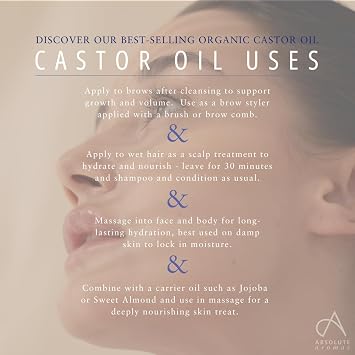 Absolute Aromas | Organic Castor Oil - 100% Pure and Natural Carrier Oil - for Massage, Aromatherapy and Blending Essentials Oils, 250ml