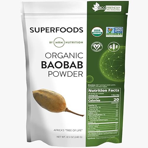 MRM Nutrición Orgánica Baobab Polvo | Superalimentos | Salud digestiva | Antioxidante | 40 porciones