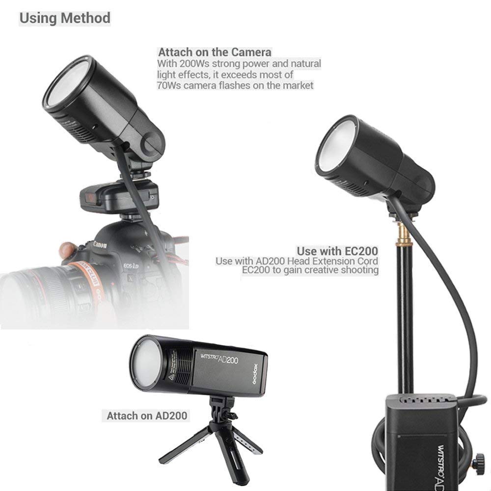 その他 Godox AD200 + H200R + EC200 Godox EC200 Extension Flash Head 200W for Godox AD200