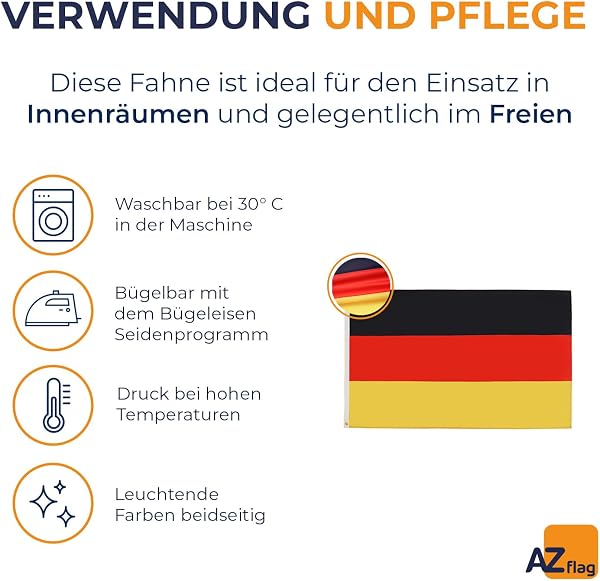 AZ FLAG - Flagge Deutschland - 250x150 cm - Deutsche Große Fahne 100% Polyester mit Messing-Ösen - 300g - 5