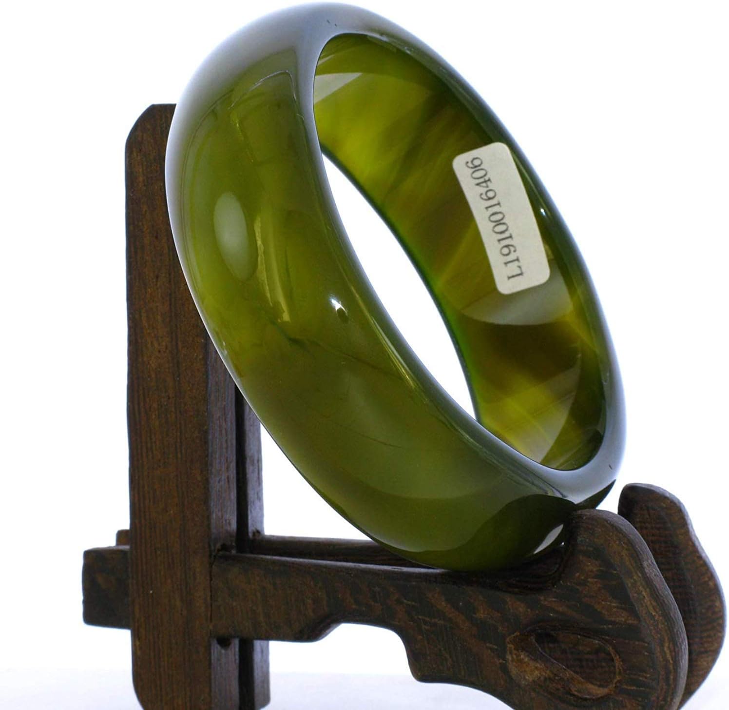 2.4" China Certified Nature Green Chalcedony Jade Women's Bangle Bracelets 6406