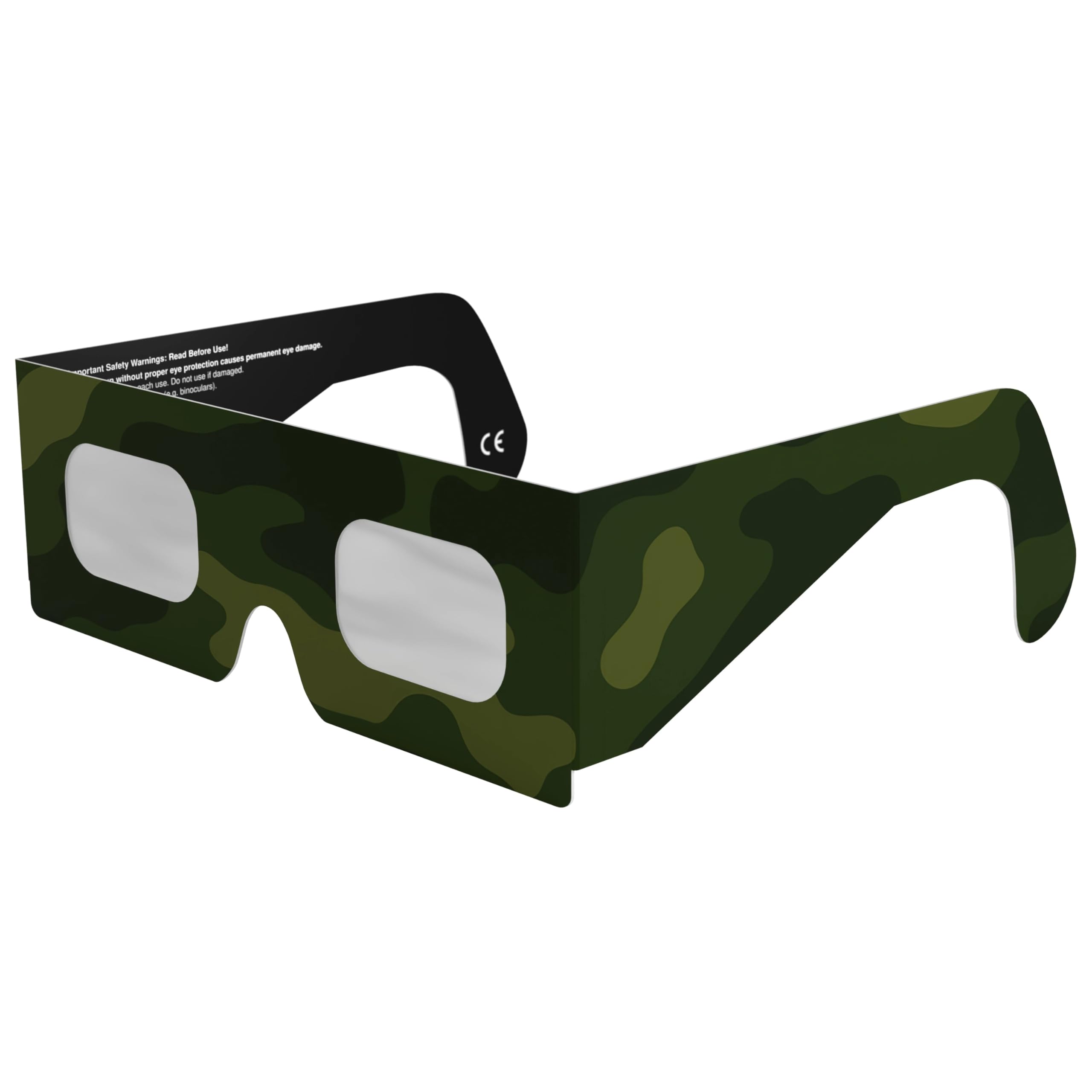 Solar Eclipse Glasses ISO 12312-2 CE Certified | Safe Solar Viewing Glasses UK | Paper Cardboard Frame | Total Solar Eclipse August 2026 | Made in EU | 1 Pack | Army โ image 1