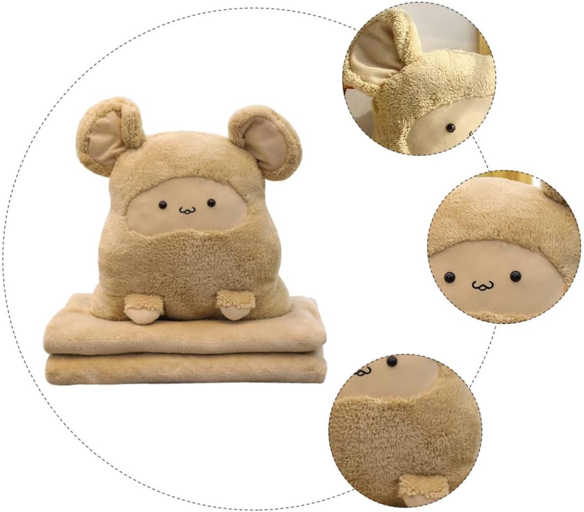 Homoyoyo 1pc Small Quilt Pillow Kids Pillowcase Kids Travel Vintage Decor Blanket That Folds into a 3 in 1 Blanket Cushion Comfortable Sleeping Supplies Warm