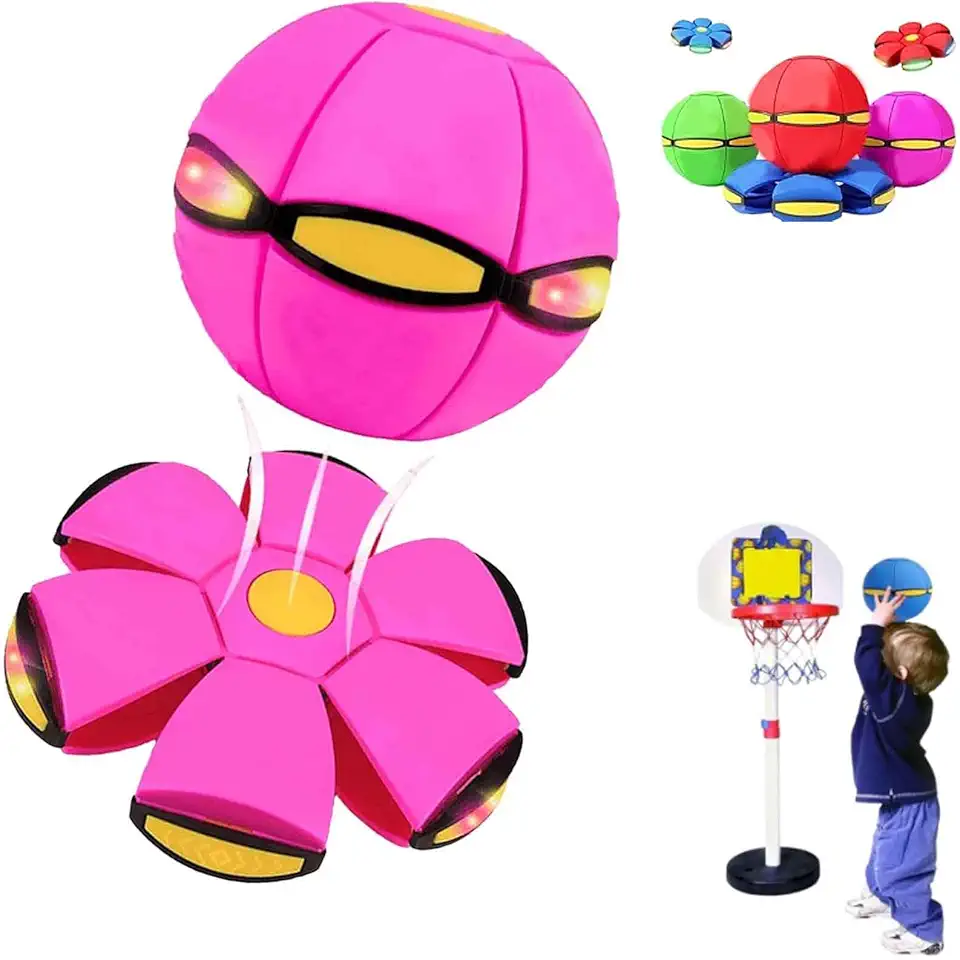 Magic Metaball Bouncing Ball, Children's Bouncing Ball, Magic Flying Saucer, Parent-Child Interaction, Transformation Flying Toy with 6 Light