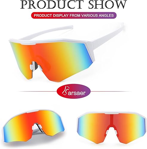 Miniatura 2 de Karsaer Gafas de sol deportivas para ciclismo, visera, sombras frescas, para jóvenes, béisbol, sóftbol, gafas de sol para niños y niñas de 8 a 14